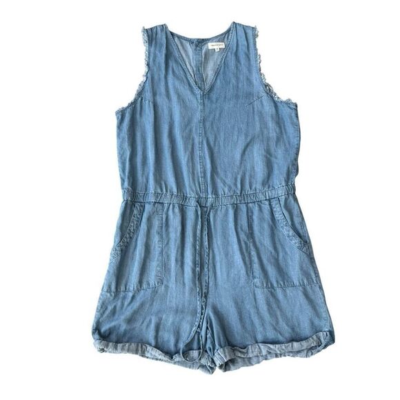 Thread & Supply Chambray romper medium Wash Casual Womens 1X - Picture 1 of 7